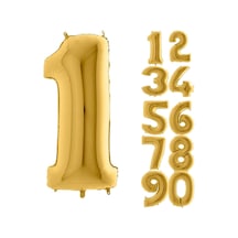 1 Yaş Rakam Folyo Balon Gold 100 CM .Doğum Günü. Yaşgünü. Parti.