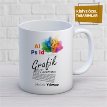 Kişiye Özel İsim Yazılabilir Grafik Tasarımcı Kupa Bardak Çok Renkli