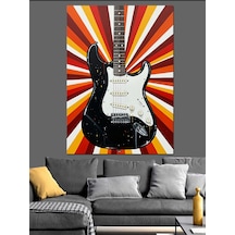 Ahşap Tablo Retro Fonlu Elektro Gitar