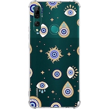 Prinrify Huawei Y9 Prime 2019 Uyumlu Nazar Boncuğu 5 Baskılı Şeffaf Köşe Korumalı Antişok Kılıf
