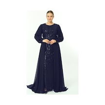 Ladies First Büyük Beden 3703 Lacivert Uzun Abiye Elbise