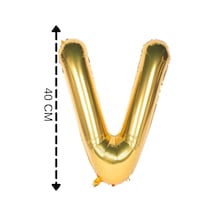 Folyo Balon V Harfi Helyum Balon 40 Cm Gold Renk Altın