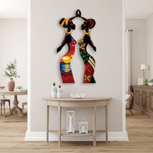 İki Afrikalı Kadın Gün Batımı - Metal Tablo - Dec0110 42 X 80 Cm Çok Renkli