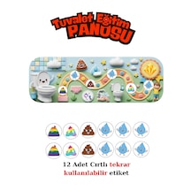 Eğlenceli Ve Eğitici Tuvalet Eğitimi Sticker Panosu - Cırtlı Tekrar Tekrar Kullanım Beyaz