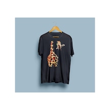 Bahriyeli Collection Oversize Zürafa Tasarım Unisex T-shirt Siyah