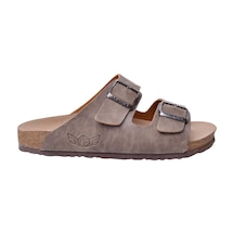 Fly Soft S902.002 Unısex Çift Tokalı Mantar Taban Comfort Terlik Vizon Siyah