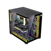 Alpha Neon 750w 80+ Bronze Power 7x Argb Fan Kumanda Ve Kontrolcü Atx Boş Bilgisayar Kasası Siyah