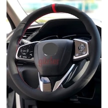 Honda Cıvıc Uyumlu Kırmızı Yüzüklü Alkantara Direksiyon Kılıfı