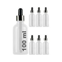 Afracam Şeffaf 100 Ml Metal Kapaklı Dropper Damlalık Cam Şişe Siyah