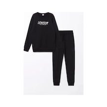 LC Waikiki Lcw Kids Siyah Bisiklet Yaka Erkek Çocuk Kalın Eşofman Takımı New Black