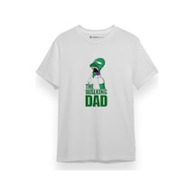 The Simpsons The Walking Dad Beyaz Kısa Kol Erkek Tshirt 001