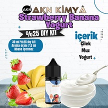 Strawberry Banana Yoğurt Yoğun Dıy Kit Çilek Muz Yogurt Gıda Aroması %25 Oranda Aroma İçerir Hazır Değildir 30 Ml