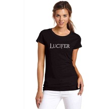 Lucifer Baskılı Siyah Kadın Tshirt