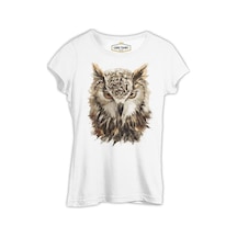 Hayvan - Vahşi Baykuş Beyaz Kadın Tshirt 001