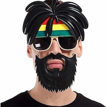 Rasta Peruklu Rasta Sakallı Bob Marley Bıyıklı Parti Gözlüğü 27x18 Cm 5615 "