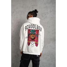 School Boy Baskılı Kapüşonlu Sweat - Beyaz -