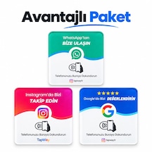 3 Lü Nfc Kart Avantajlı Paket 1 Instagram Takip + 1 Google Değerlendirme Kartı + 1 Wp Kartı 9x9 Cm Şeffaf Pleksi