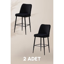 Ada Bar Sandalye - Babyface Siyah - Metal Siyah Ayak 2 Adet Siyah