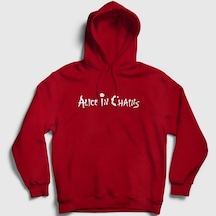 Presmono Unisex Alice In Chains Kapüşonlu Sweatshirt Kırmızı