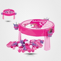 Dolu Unicorn 100 Parça Mega Bloklu Aktivite Masası 2572 Pembe