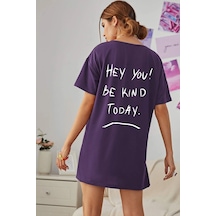Unisex Hey You Baskılı T-shirt Mor