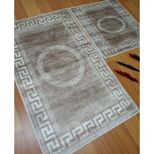 2li Banyo Seti Baskılı Versace Kahve Desenli