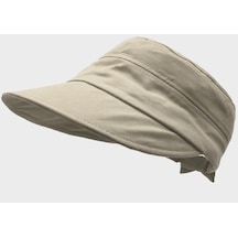 Kadın Güneş Koruyucu Geniş Siperli Pamuk Şapka - Bej - Standart