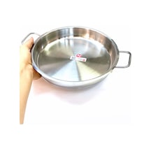 Paslanmaz Çelik Yapıştırmaz Kalın Taban Dik Yumurta Sahanı 24 Cm Gri