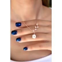 Papatya Silver 925 Ayar Gümüş Rose Kaplama Zirkon Taşlı Sedef Manolya Çiçeği Kolye