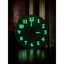 Fosforlu Gece Karanlıkta 5 Saat Parlayan Duvar Saati Çap 22 Cm Beyaz