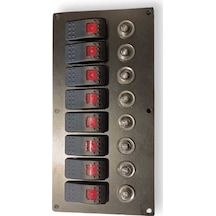 Enzh Online Marin 8'lı Swıtch Panel Otomatik Sigortalı Ve Işıklı 120mm X 240mm