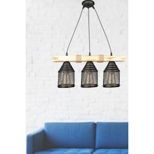 Begüsa Elora 3.lü Ahşap Avize No:03 Açık Renk Naturel
