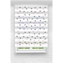 Perdeoutlet38 Baskılı Renkli Pembe Gri Yıldız Dijital Baskılı Zebra Perde-cocuk Odası-stor Perde Model:tyc5243443f19ca67fc95d200 Çok Renkli