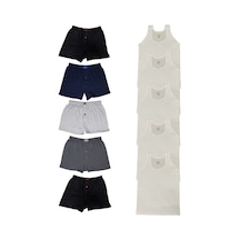 Tutku Erkek 5 Adet Boxer 5 Adet Atlet -10lu Paket-karışık Çok Renkli