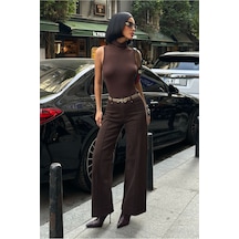 Meecy Kadın Baggy Jean Yüksek Bel Palazzo Esnek Kot Pantolon Brownkahve Brownkahve
