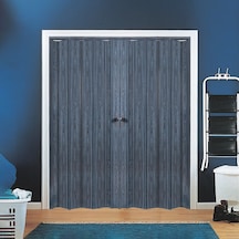 Faran Dekorasyon 170 x 215 Antrasit Renk Camsız Çift Açılım Pvc Akordiyon Katlanır Kapı - FRNAKMODEL-147