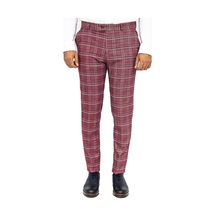 Wessi Ekose Desenli Slim Fit Bordo Erkek Pantolon Bordo