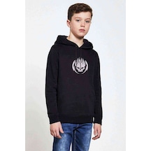 Tshirthane Offspring Baskılı Unisex Çocuk Kapüşonlu Siyah Sweatshirt Siyah