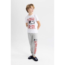Defacto Erkek Çocuk Baskılı Kısa Kollu Pijama Takımı C0623a824spwt34 Beyaz