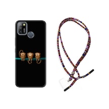 Infinix Smart 5 Kılıf Rasta Boyun Askılı Üç Maymun 1871 Siyah