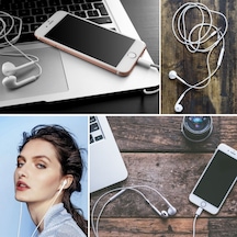 Büro Ev Ofis Personel Telefonu İçin Apple Uyumlu iPhone , , Ucu Çıkışlı Pop Up Kulakiçi Kontrollü Kulaklık Gri