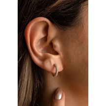 Tamtur Taşlı Rose Gold Altın Küpe