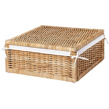 Modern Rattan Saklama Kutusu-hurç-sepet Meridyendukkan 50x43x19 Cm Kulplu Dekoratif Kutu