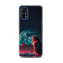 Realme 7 Pro Kılıf Boutique Baskılı Resimli Dalgın Kedi Pcode -074