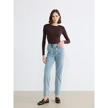 Lcwaıkıkı Classic İndigo Beli Lastikli Slim Mom Kadın Jean Pantolon