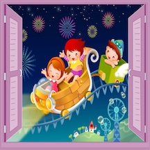 Çocuk Odası Bebek Odası Pencere Poster Duvar Kağıdı Lunapark