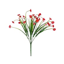 Yapay Çiçek Kırmızı Papatya 7 Dallı Plastik Dekoratif Yapay Bitki