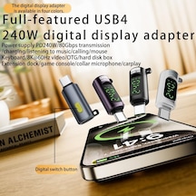 240w Dijital Göstergeli Type-c To Type-c 80gbps 8k 60hz Ve Hızlı Şarj Mini Otgza