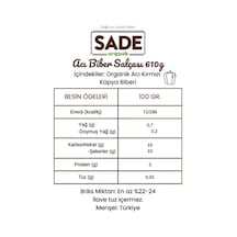 Sade Organik Acı Biber Salçası 610 G.