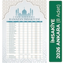 2026 İmsakiye Ankara 8 Adet A4 Boyut